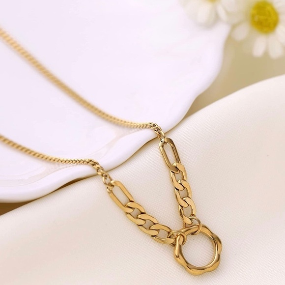 GOLD 18k Gold Plated Circle Chain Necklace - Picture 3 of 3